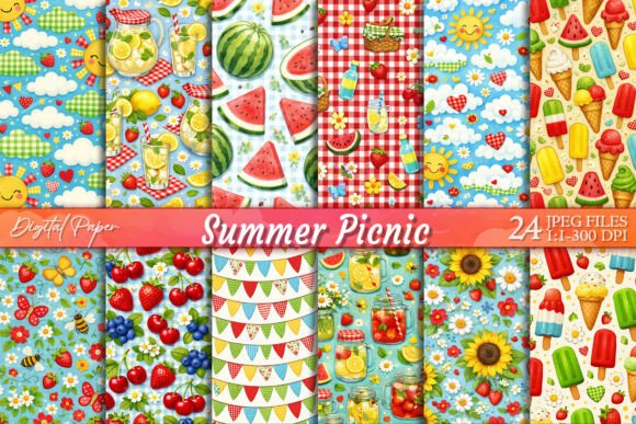 Download Lemonade Watermelon Summer Picnic Paper - Summer Collection