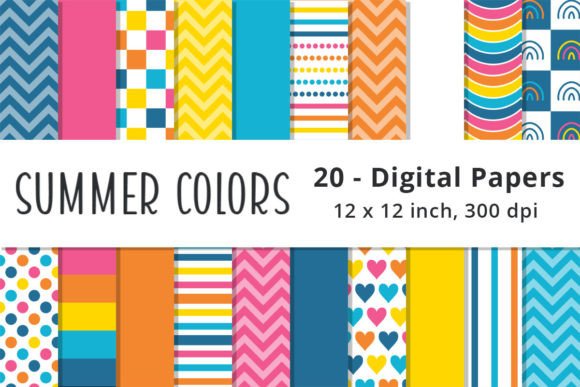 Download Summer Colors Digital Scrapbook Paper - Summer Collection
