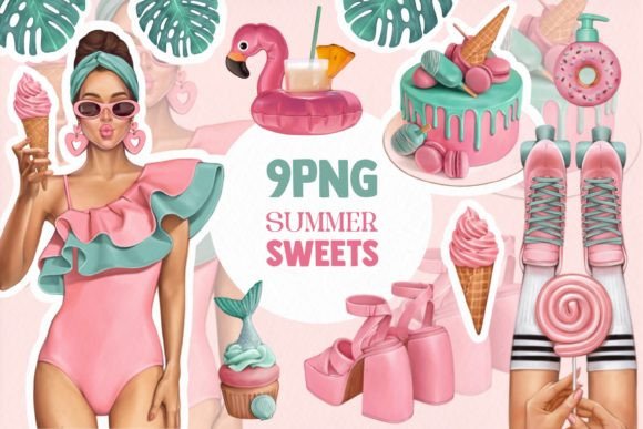 Download Pink Summer Sweets Png Illustr,stickers - Summer Collection