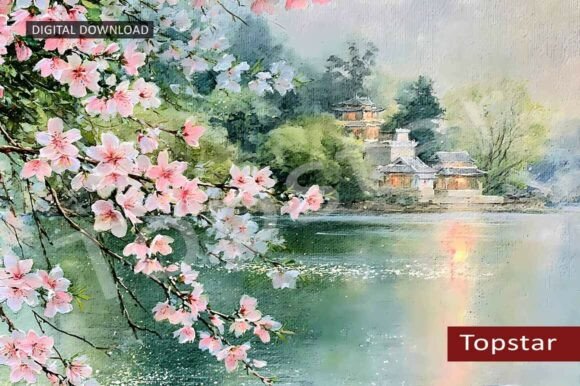 Download Cherry Blossom Summer Landscape Wall Art - Summer Collection