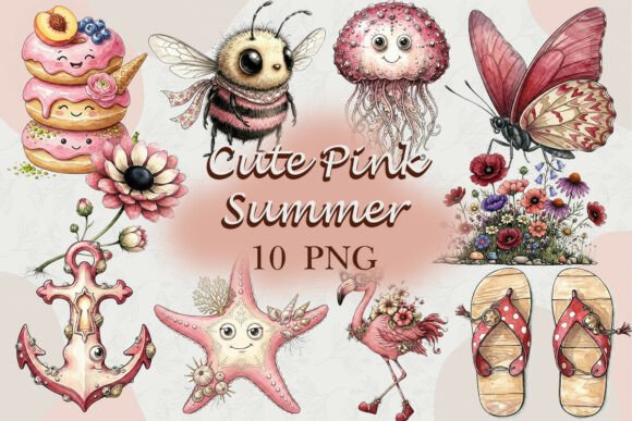Download Cute Pink Summer Clipart PNG - Summer Collection