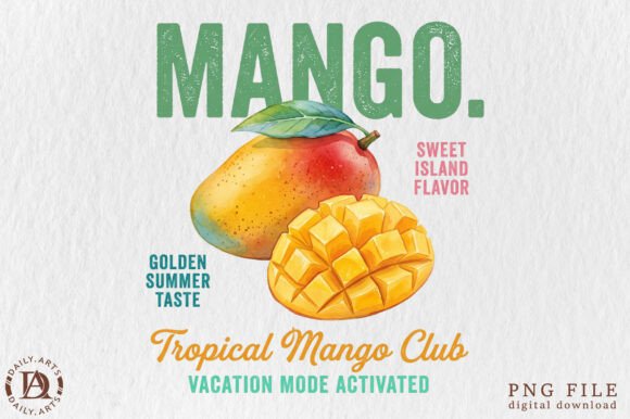 Download Retro Summer Mango Tropical Fruit PNG - Summer Collection