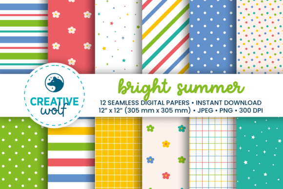 Download Bright Summer Seamless Pattern Set of 12 - Summer Collection