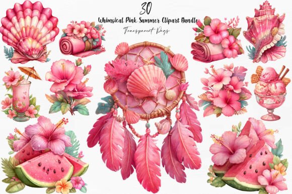 Download Whimsical Pink Summer Clipart - Summer Collection