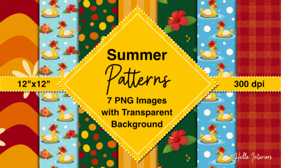 Download Summer Patterns | 7 Fun PNG Images - Summer Collection