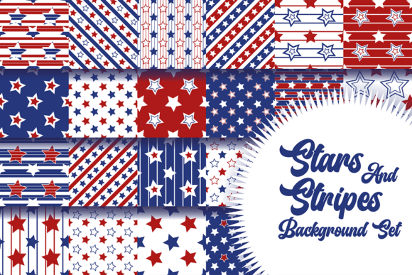 Download Stars and Stripes Background Seamless Pattern Set - Stripes Collection