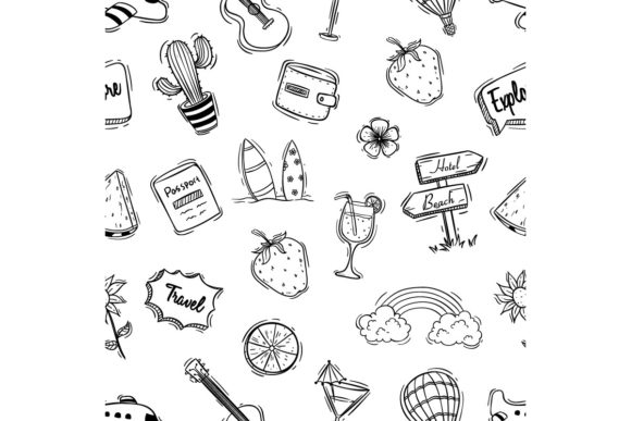 Download Cute Summer Icons Seamless Pattern - Summer Collection