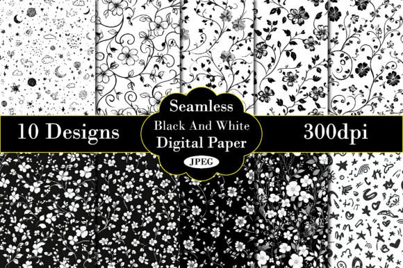 Download Black and White Background Digital Paper - White background Collection
