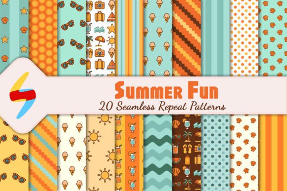 Download Retro Summer Seamless Patterns - Summer Collection