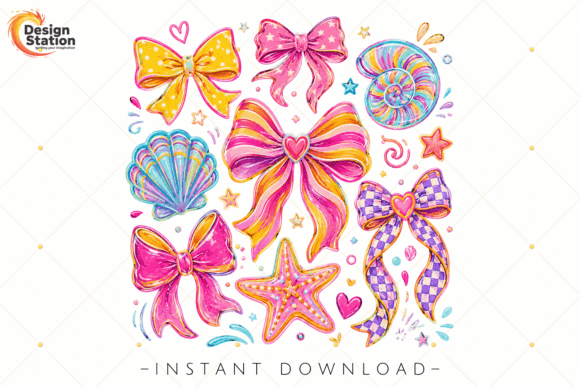 Download Coquette Summer Bow PNG, Colorful Beach - Summer Collection