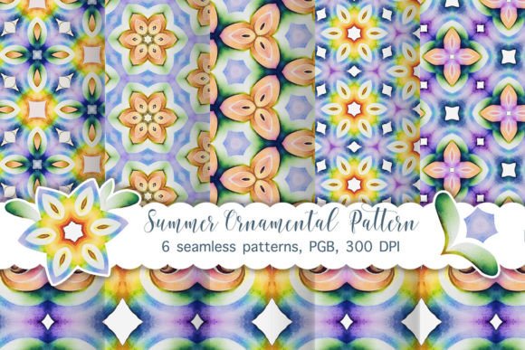 Download Summer Ornamental Watercolor Patterns - Summer Collection