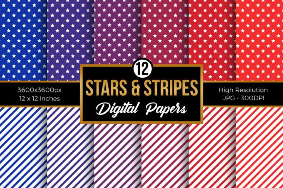 Download Red Blue Stars &amp; Stripes Digital Papers - Stripes Collection