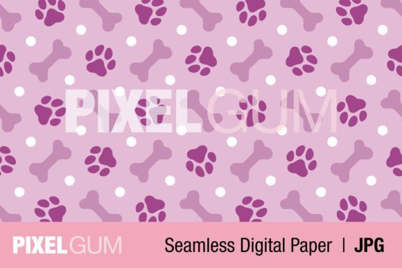 Download Seamless Purple Bone, Paw &amp; Dot Pattern - Premium Resources
